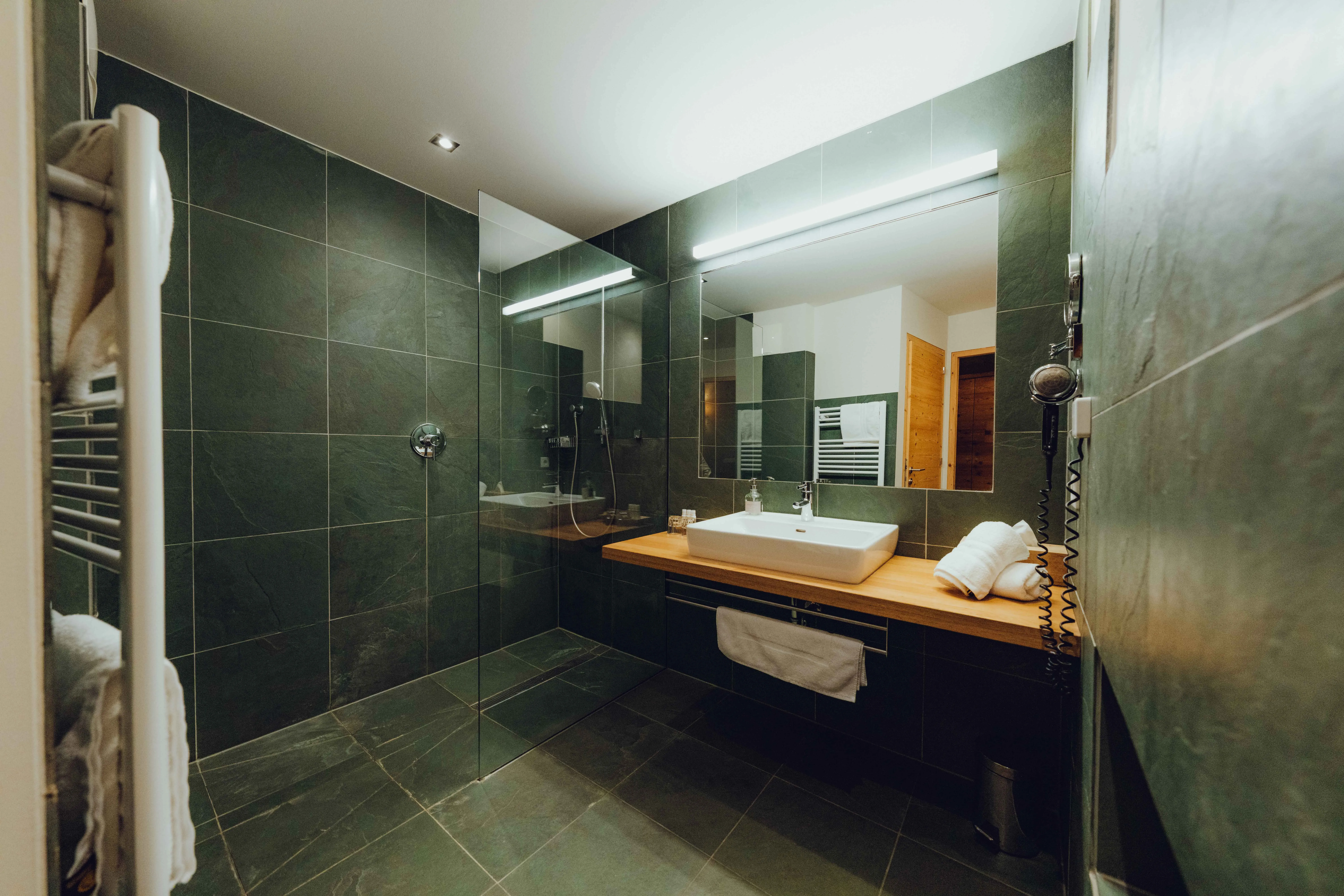 Hotel bathroom with mirror