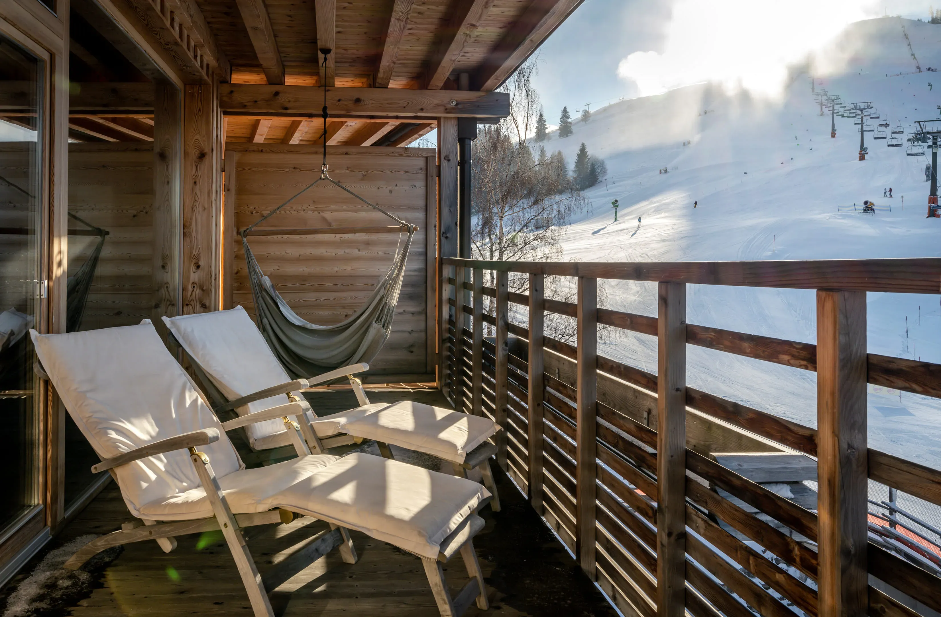 Sun loungers on the hotel balcony