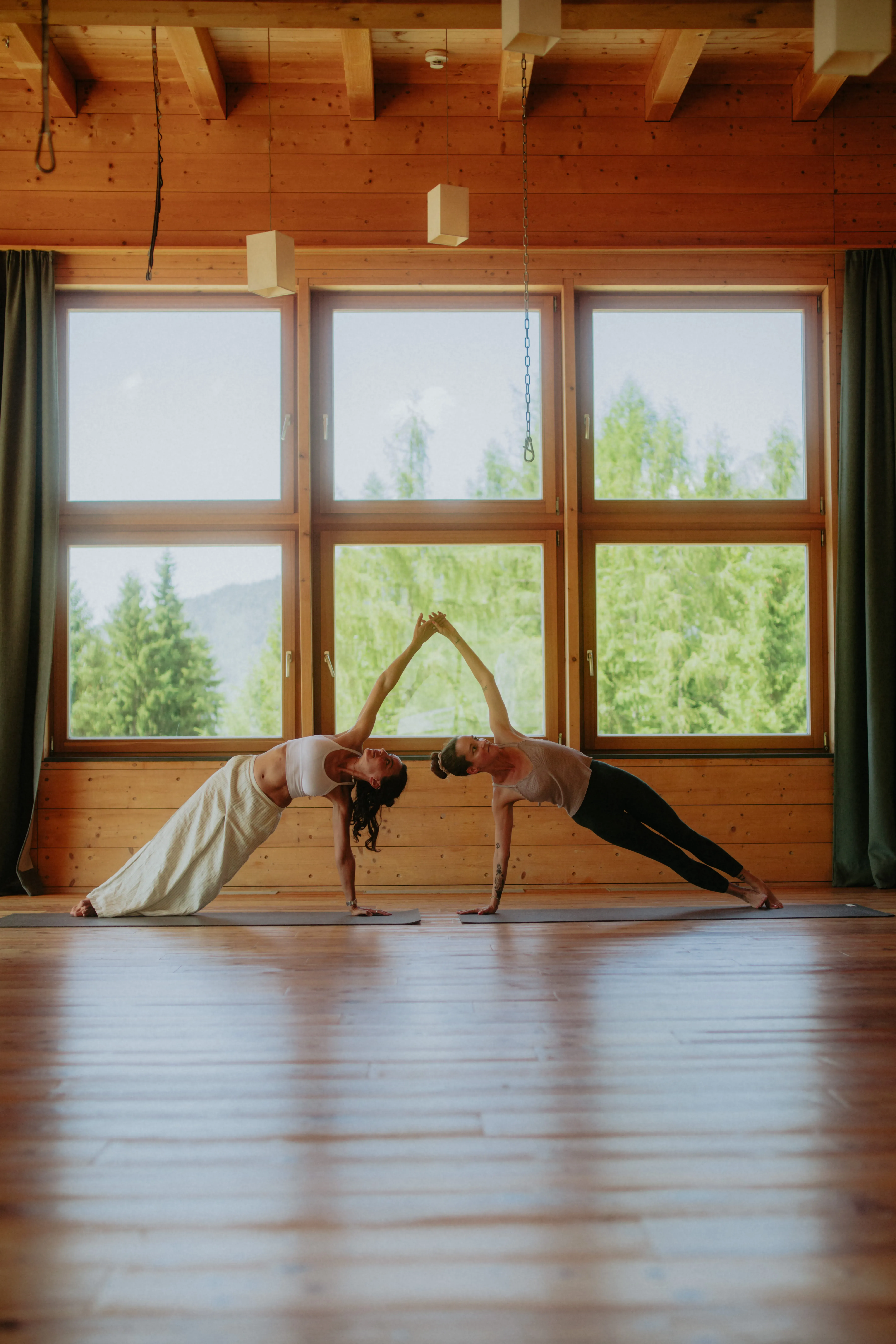 Women doing yoga in the relaxation room
